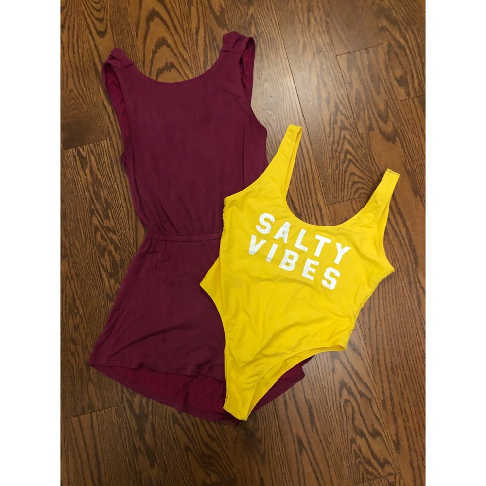 Maroon romper with an open back